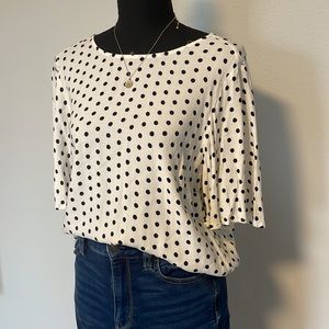 A New Day White and Black Polka Dot Blouse